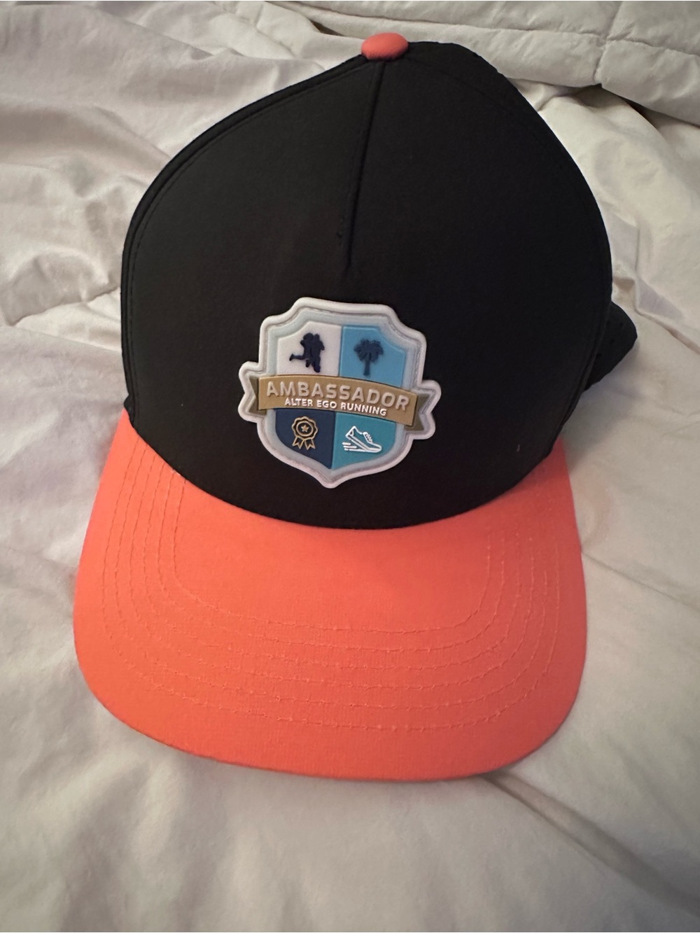 Ambassador Snapback Hat - Black Crown with Coral Brim